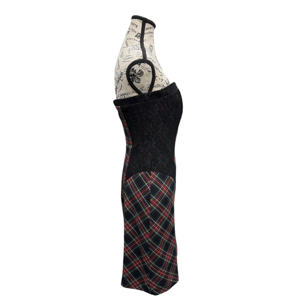 Tristan Strapless Plaid Dress with Lace Detail - Picture 4 of 12